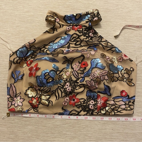 VTG Social Code Sequin Halter Top Cropped Size 11 Medium - Picture 11 of 13